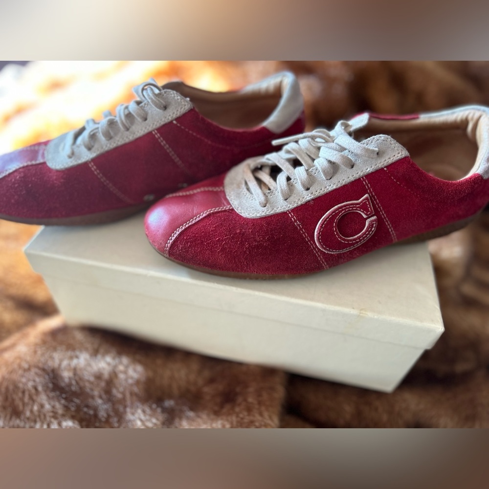 2 pair of coach sneakers women red 9.5 brown sz 10M - Picture 9 of 11